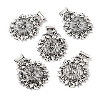 Tibetan Style Alloy Chandelier Component Links, Flower, Antique Silver, 63x50x8mm, Hole: 3mm and 4mm