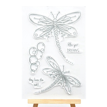 Clear Silicone Stamps, for DIY Scrapbooking, Photo Album Decorative, Cards Making, Dragonfly, 160x110mm