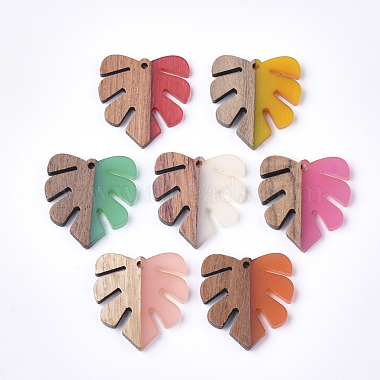 Mixed Color Leaf Resin+Wood Pendants