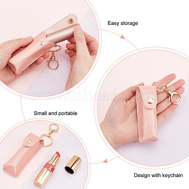 Portable Imitation Leather Chapstick Keychain Holder(KEYC-WH0029-56B)-3