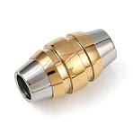 304 Stainless Steel Magnetic Clasps, Oval, Golden & Stainless Steel Color, 18.5x10.5mm, Hole: 5mm(STAS-C127-13GP)