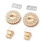 Flat Round Zinc Alloy with Rhinestones Bag Twist Lock Clasps, Handbags Turn Lock, Light Gold, 3.95x0.85cm, Inner Diameter: 1.4x0.7cm(PALLOY-A068-03LG)
