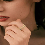 1Pc 304 Stainless Steel Open Cuff Ring, Flat Round Wide Band Rings, Golden, US Size 7 1/2(17.7mm)(RJEW-LP0008-23G)