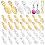100Pcs 2 Colors Tibetan Style Alloy Glue-on Flat Pad Bails, Cadmium Free & Nickel Free & Lead Free, Leaf, Golden & Silver, 21x8x6mm, Hole: 4mm, 50pcs/color(TIBEP-WR0001-02)
