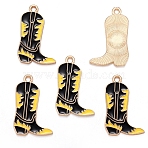 West Cowboy Theme Alloy Enamel Pendants, Golden, Boot, 26x16mm(PW-WG63D70-02)