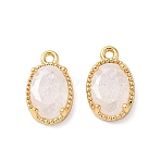 Brass Crushed Ice Cut Cubic Zirconia Pendants, Oval Charms, Nickel Free, Real 18K Gold Plated, White, 10x6.5x3.5mm, Hole: 0.9mm(KK-D024-24A-G)
