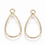 Brass Open Back Bezel Pendants, For DIY UV Resin, Epoxy Resin, Pressed Flower Jewelry, teardrop, Nickel Free, Real 18K Gold Plated, 21.5x11x1mm, Hole: 1.5mm(X-KK-S350-099G)