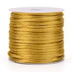 Nylon Satin Rattail Cords, for Beading Jewelry Making Chinese Knot Macrame Craft, Goldenrod, 1.5mm, about 16.4 yards(15m)/roll(NWIR-L006-1.5mm-18)