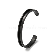304 Stainless steel Grooved Bangles, Cuff Bangle, for Gemstone, Leather Inlay Bangle Making, Electrophoresis Black, 1/4 inch(0.75cm), Inner Diameter: 2-3/8 inch(6.1cm)(FIND-WH0147-21EB)