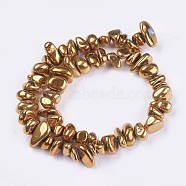 Electroplated Natural Quartz Crystal Beads Strands, Nuggets, Gold, 10~23x3~10x8~13mm, Hole: 1mm, 14.76 inch~15.35 inch(37.5~39cm)(G-I201-B04)