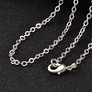 Brass Cable Chains Necklaces, with Lobster Clasps, Silver, 17.32 inch(NJEW-JN01468-05)