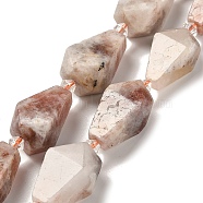 Natural Sunstone Beads Strands, Faceted, Teardrop, with Seed Beads, 19~21.5x12~13mm, Hole: 2mm, about 15~16pcs/strand, 14.96~15.7 inch(38~40cm)(G-NH0005-B12-01)