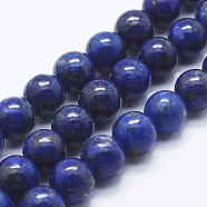 Natural Lapis Lazuli Beads Strands, Round, 4mm, Hole: 0.8mm, about 95pcs/strand, 15.5 inch(39.5cm)(G-P348-01-4mm)