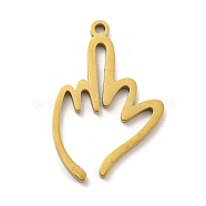 Ion Plating(IP) 304 Stainless Steel Pendants, Laser Cut, Palm Charm, Real 18K Gold Plated, 27x17x1mm, Hole: 1.6mm(STAS-K253-08G)