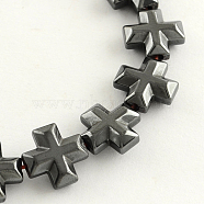 Non-magnetic Synthetic Hematite Beads Strands, Cross, 10x10x4mm, Hole: 1mm, about 40pcs/strand, 15.7 inch(X-G-R260-17)