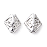 Alloy Beads, Long-Lasting Plated, Rhombus, Silver, 9.5x8.5x4mm, Hole: 1.2mm(FIND-B029-22S)