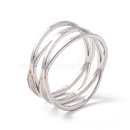 Criss Cross 304 Stainless Steel Finger Ring for Women , Stainless Steel Color, Inner Diameter: US Size 6 1/2(16.9mm)(RJEW-B035-03P)