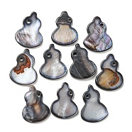 Dyed Natural Freshwater Shell Pendants, Gourd Charms, Gray, 20.5~21x15~16x2~3mm, Hole: 1.5mm(BSHE-G034-11A)