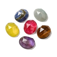 Natural Mixed Stone Cabochons, Oval, Faceted, Mixed Dyed and Undyed, 10x8x4mm(X-G-L514-47B)