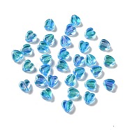 Eco-friendly Transparnt Plastic Beads, AB Colored, Heart, Deep Sky Blue, 6x6x3mm, Hole: 1.2mm, about 8300pcs/500g(KY-D014-01A)