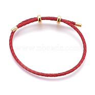 Leather Bracelet Making, with Stainless Steel Finding, Golden, Red, 11-3/8 inch(29cm)x3mm(MAK-E665-11A)