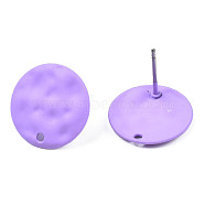 Spray Painted Iron Stud Earring Findings, with Hole, Flat Round, Medium Purple, 14mm, Hole: 1.4mm, Pin: 0.7mm(IFIN-N008-016B)