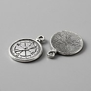Tibetan Style Alloy Charm, Compass, Antique Silver, 26.5x20x3mm, Hole: 2mm(FIND-CJC0006-33AS)