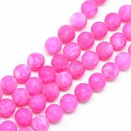 Natural White Jade Bead Strands, Dyed, Frosted, Round, Deep Pink, 10~11mm, Hole: 1.5mm, about 38~39pcs/strand, 14.9 inch(G-R297-10mm-55)