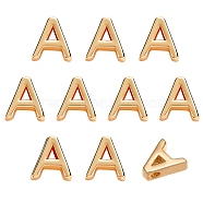 10Pcs Brass Charms, Long-Lasting Plated, Golden, Letter, Letter.A, A: 8.5x8x3mm, Hole: 0.8mm(KK-SZ0005-35A)