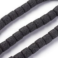 Natural Lava Rock Beads Strands, Dyed, Column, Black, 10x10~10.5mm, Hole: 2mm, about 39 pcs/Strand, 15.35 inch(39 cm)(G-F671-04B-11)