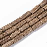Undyed & Natural Coconut Wood Beads Strands, Waxed, Column, Camel, 16~18x6.5~8mm, Hole: 1.8mm, about 42pcs/strand, 14.37 inch(X-WOOD-T024-031)