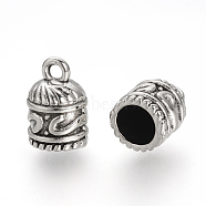Tibetan Style Alloy Cord Ends, End Caps, Cadmium Free & Lead Free, Column, Antique Silver, 12.5x8mm, Hole: 2mm, Inner Diameter: 6mm, about 685pcs/1000g(TIBE-Q075-02AS-LF)