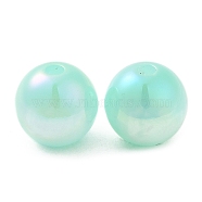 Iridescent Opaque Resin Beads, Candy Beads, Round, Turquoise, 10x9.5mm, Hole: 1.8mm(RESI-Z015-01B-05)