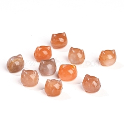 Natural Peach Moonstone Cat Head Beads, 13~15mm(PW-WGFCF6D-01)