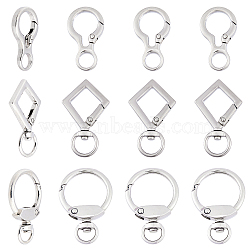 WADORN 12Pcs 3 Style Alloy Spring Gate Ring, Swivel Snap Hook, Platinum, 4pcs/style(FIND-WR0001-92)