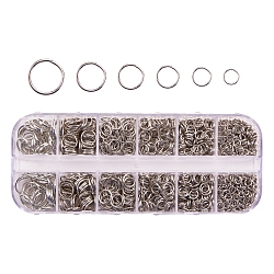 1 Box Iron Jump Rings, Open Jump Rings, Nickel Free, Platinum, 18~21 Gauge, 4~10x0.7~1mm, Inner Diameter: about 2.6mm/3.6mm/4.6mm/5.6mm/6.6mm/8.6mm, about 58g/box(IFIN-X0005-P-NF-B)