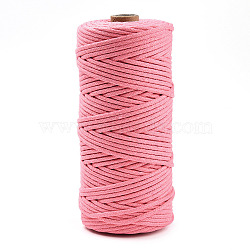Cotton String Threads, Macrame Cord, Decorative String Threads, for DIY Crafts, Gift Wrapping and Jewelry Making, Flamingo, 3mm, about 109.36 Yards(100m)/Roll.(OCOR-T001-02-10)