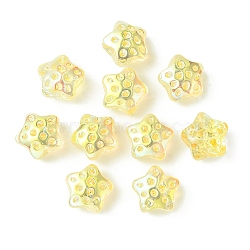 Transparent Electroplate Glass Beads, Rainbow Plated, Star, Gold, 15x15x9mm, Hole: 1.2mm(GLAA-YW0003-19C)