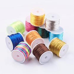 Nylon Cord, Satin Rattail Cord, for Beading Jewelry Making, Chinese Knotting, Mixed Color, 1mm, about 32.8 yards(30m)/roll(NWIR-L006-1mm-M)