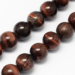 Natural Red Tiger Eye Stone Bead Strands, Dyed & Heated, Round, 10mm, Hole: 1mm, about 38pcs/strand, 14.9 inch(G-R193-08-10mm)