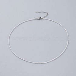 Cubic Zirconia Beaded Necklaces, with 304 Stainless Steel Lobster Claw Clasps and 316 Surgical Stainless Steel Chain Extender, White, 15.75 inch(40cm)(NJEW-JN02618-04)