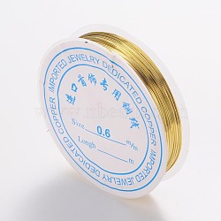 Round Copper Jewelry Wire, Nickel Free, Golden, 22 Gauge, 0.6mm, about 26.24 Feet(8m)/roll(CW0.6mm007)