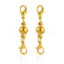 Brass Magnetic Clasps, with Lobster Claw Clasps, Round, Golden, 36x7.5x6mm, Lobster Claw Clasp: 11.8x7.5x2.8mm(KK-YW0001-56G)