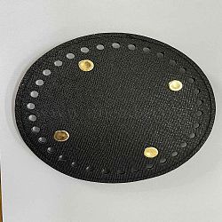 Imitation Leather Bag Bottom, Flat Round, Black, 12.2x1cm, Hole: 5mm(DIY-WH0304-089C-01)