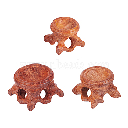 AHADERMAKER 3Pcs 3 Style Wood Crystal Ball Display Pedestal, Chocolate, 3pcs/set(ODIS-GA0001-20A)