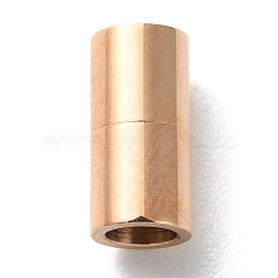 Ion Plating(IP)  303 Stainless Steel Magnetic Clasps with Glue-in Ends, Column, Rose Gold, 10x5x5mm, Hole: 3mm(STAS-C076-03B-RG)