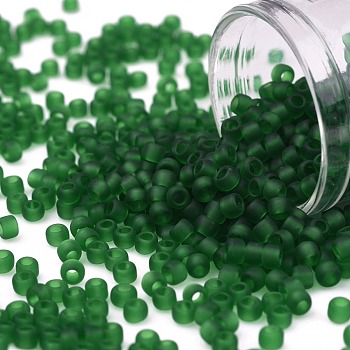 TOHO Round Seed Beads, Japanese Seed Beads, (7BF) Transparent Frost Grass Green, 8/0, 3mm, Hole: 1mm, about 1110pcs/50g
