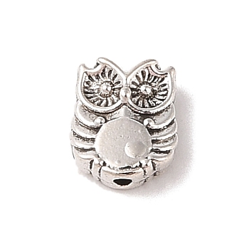 Tibetan Style Alloy Beads, Cadmium Free & Lead Free, Owl, Antique Silver, 10x8x3.5mm, Hole: 1.4mm