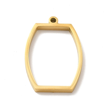 Ion Plating(IP) 304 Stainless Steel Open Back Bezel Pendants, For DIY UV Resin, Epoxy Resin, Pressed Flower Jewelry, Drum, Real 24K Gold Plated, 32x22x3mm, Hole: 2mm