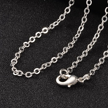 Brass Cable Chains Necklaces, with Lobster Clasps, Silver, 17.32 inch